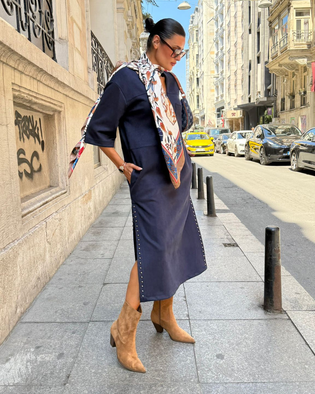 Navy Suede Dress
