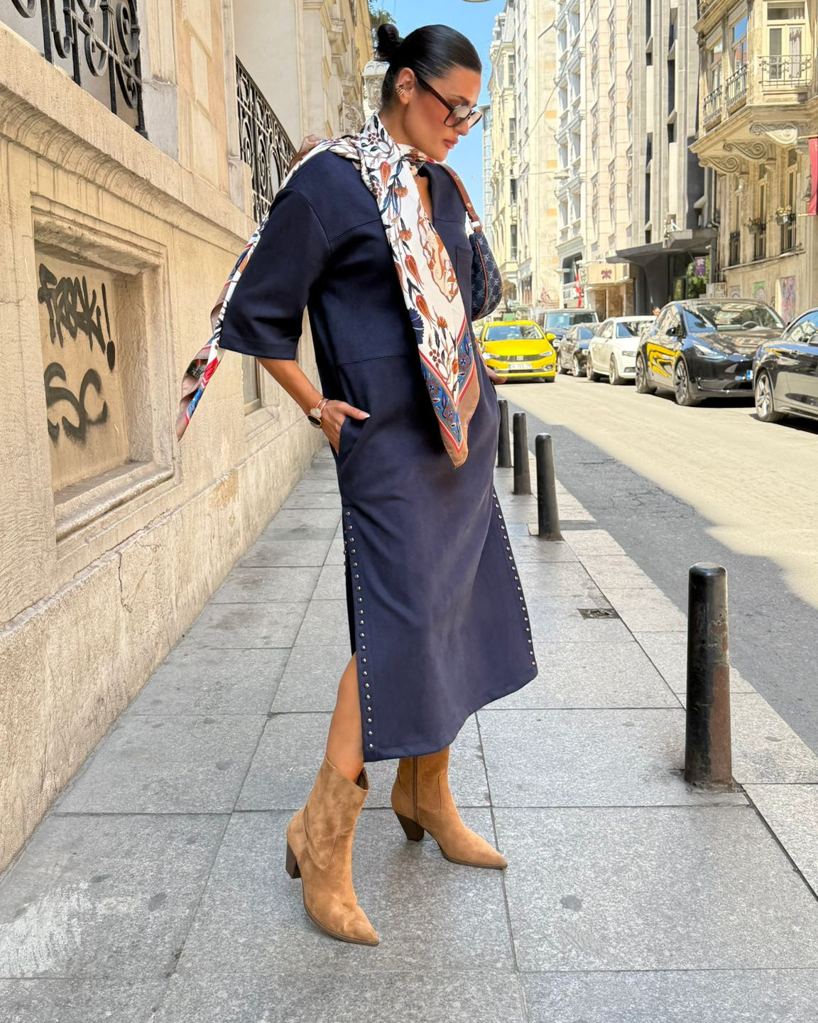 Navy Suede Dress