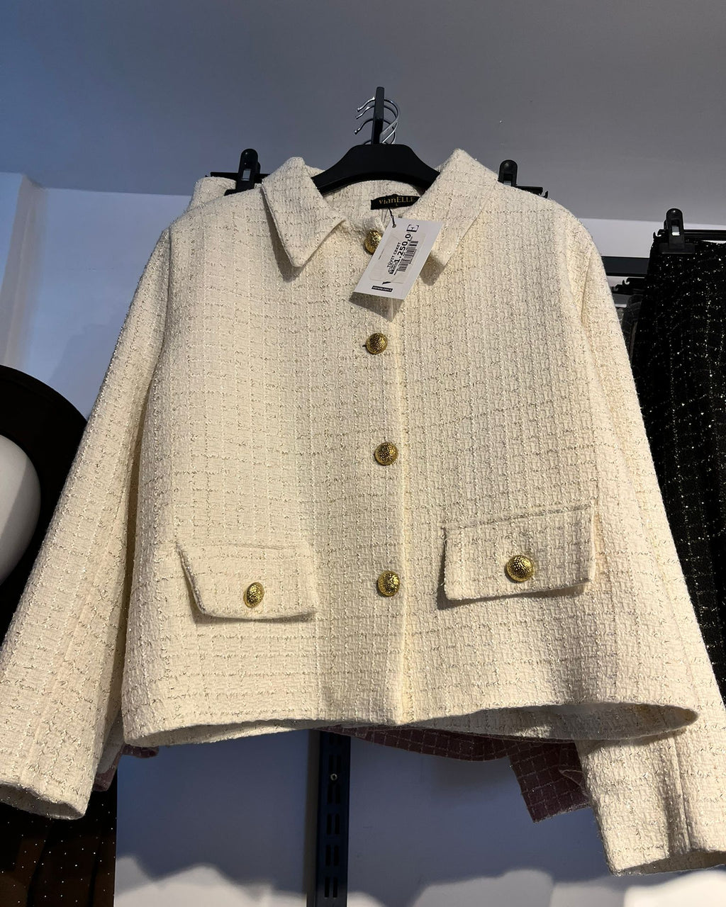 Ecru Tweed Short Blazer Jacket