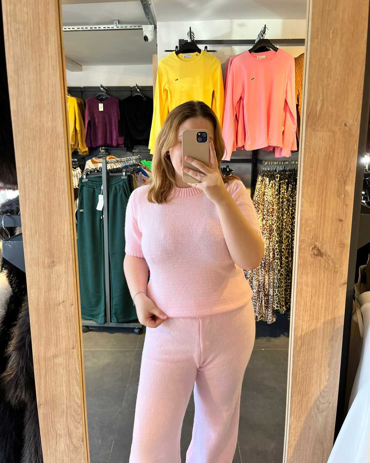 Pembe Renk Kısa Kol Kadın İkili Triko Takım