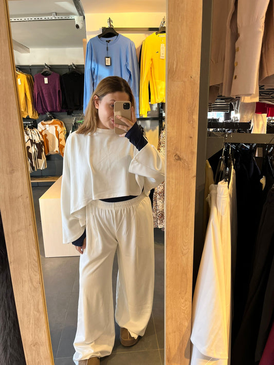 Beyaz Pelerin Modal Kumaş İkili Takım