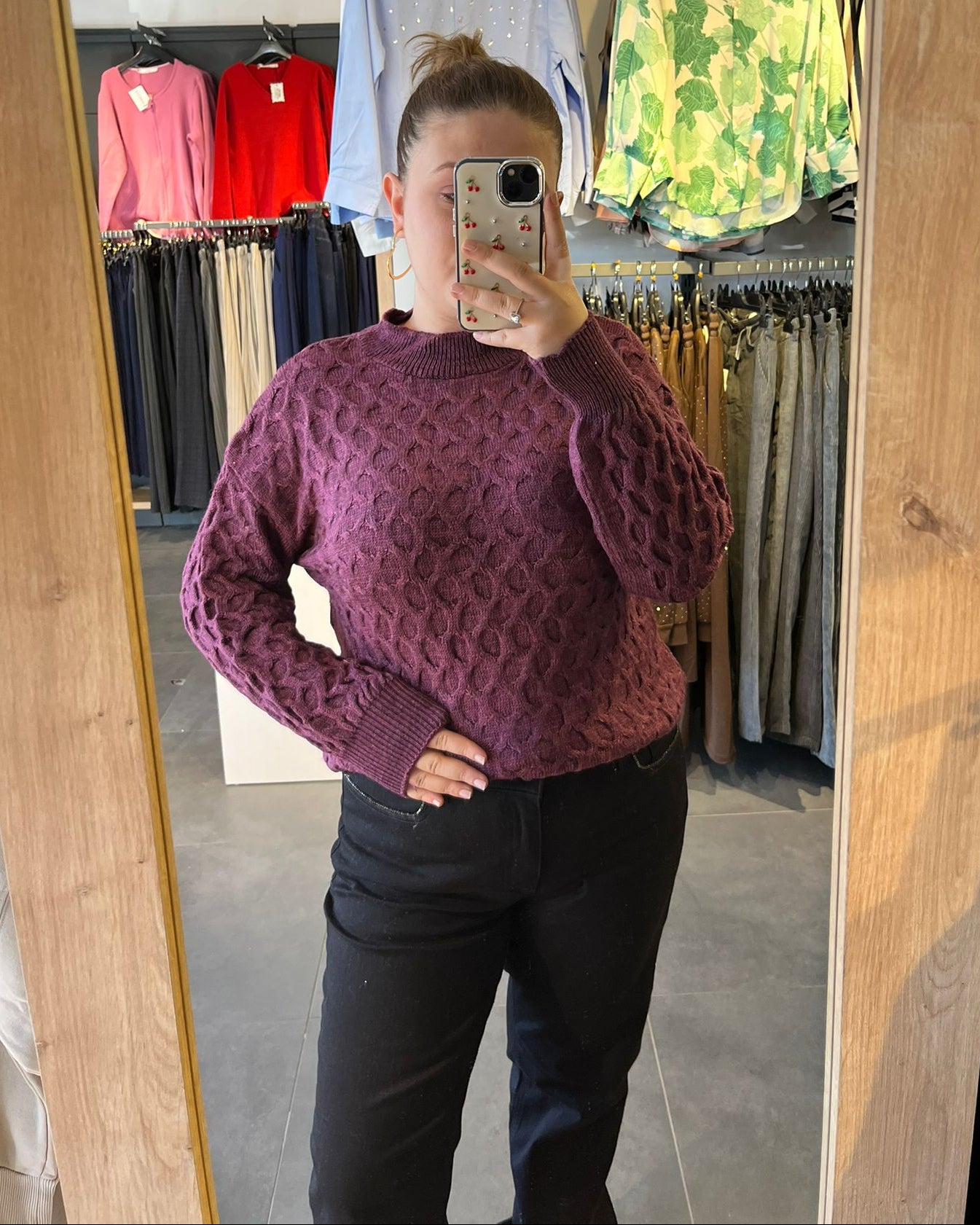 Orijinal Marka Mor Renk Kadın Bisiklet Yaka Kazak