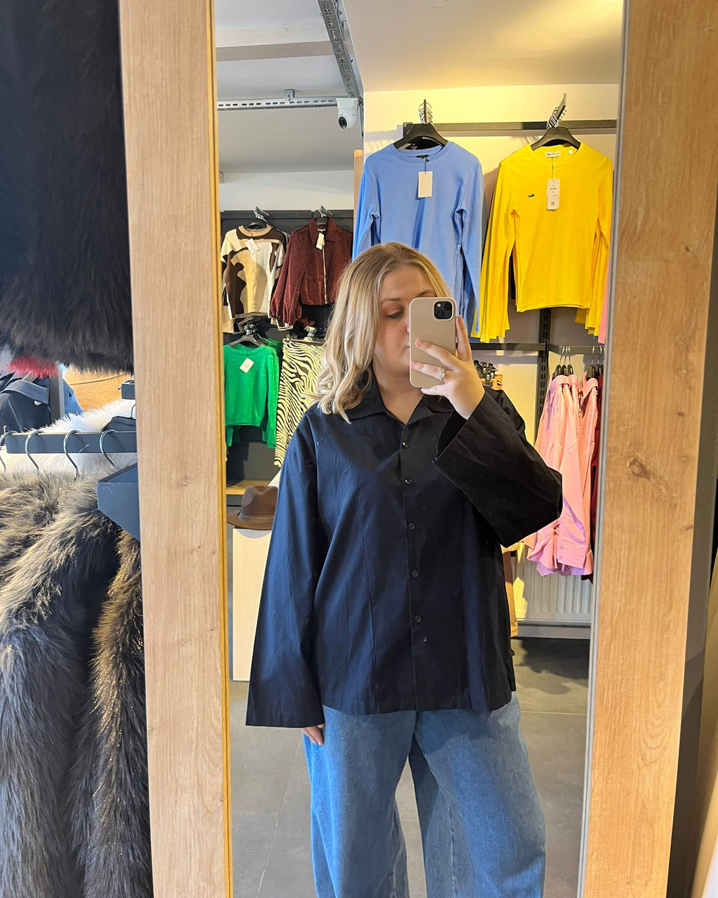 Lacivert Poplin Kumaş Oversize Kadın Gömlek