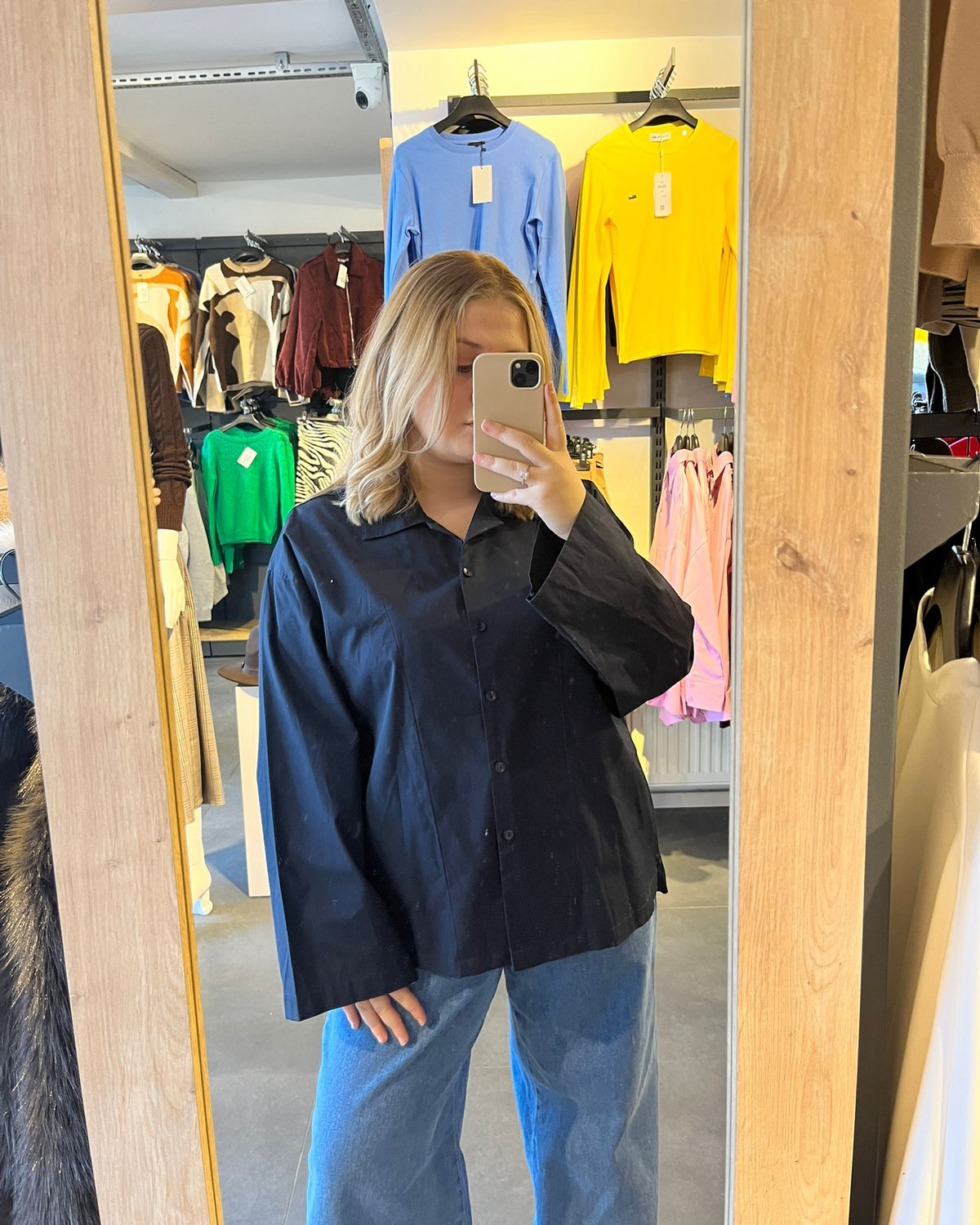 Lacivert Poplin Kumaş Oversize Kadın Gömlek
