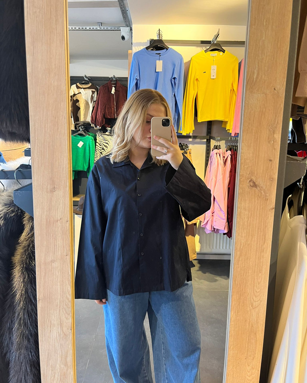 Lacivert Poplin Kumaş Oversize Kadın Gömlek