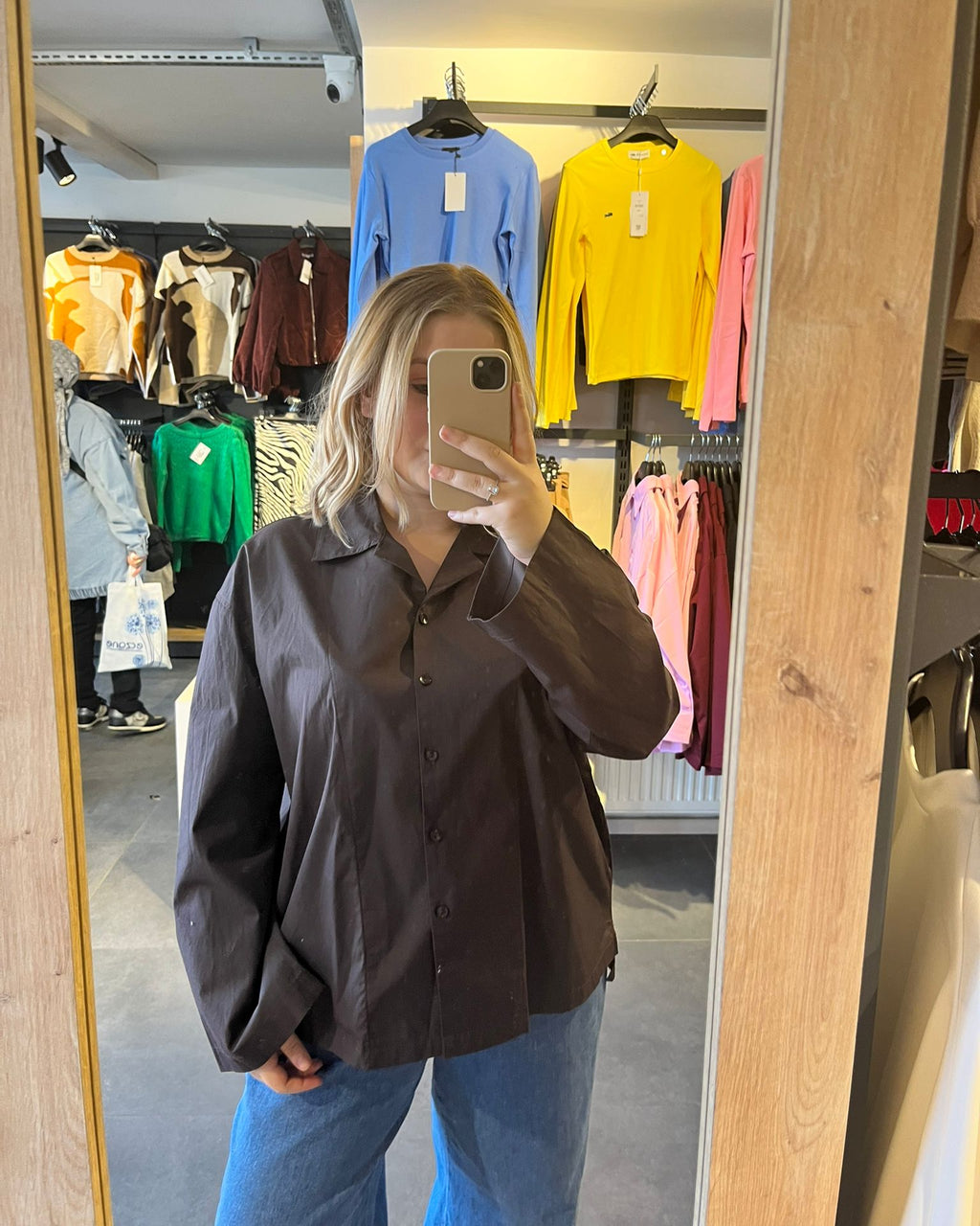 Acı Kahve Poplin Kumaş Oversize Kadın Gömlek