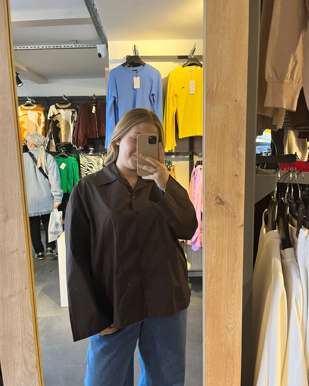 Acı Kahve Poplin Kumaş Oversize Kadın Gömlek