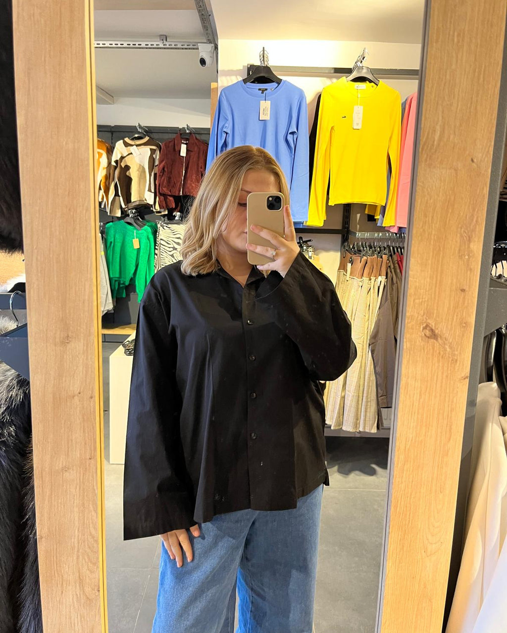 Siyah Poplin Kumaş Oversize Kadın Gömlek