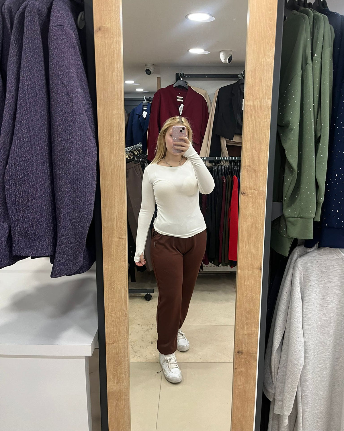Brown Modal Fabric Cuffed Sweatpants
