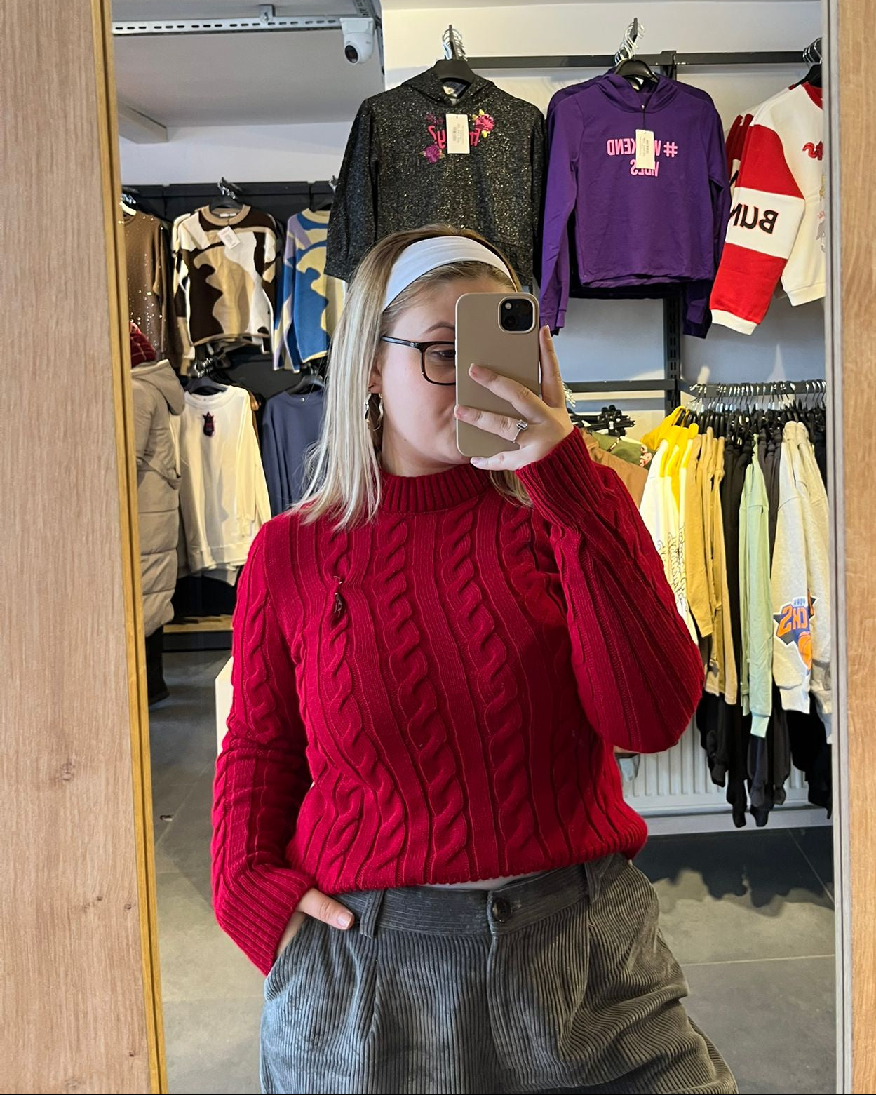 Orijinal Marka Kırmızı Yarım Balıkçı Boğaz Örme Kazak