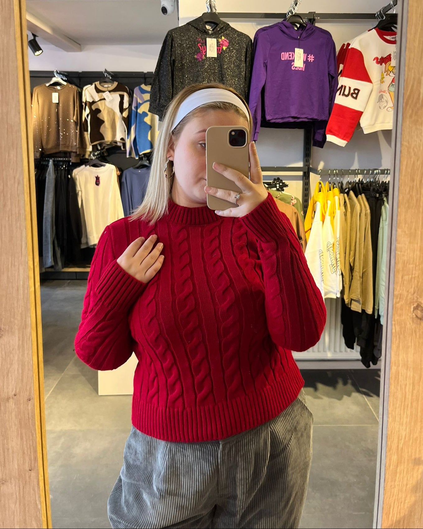 Orijinal Marka Kırmızı Yarım Balıkçı Boğaz Örme Kazak