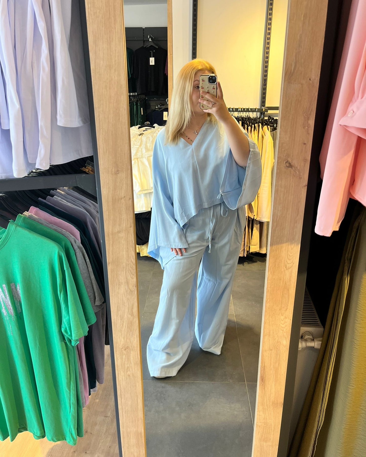 #açıkmavi #keten #takım #panço #kadınmoda #yazlıkstil #şıkkombin #trend #stil #fashion