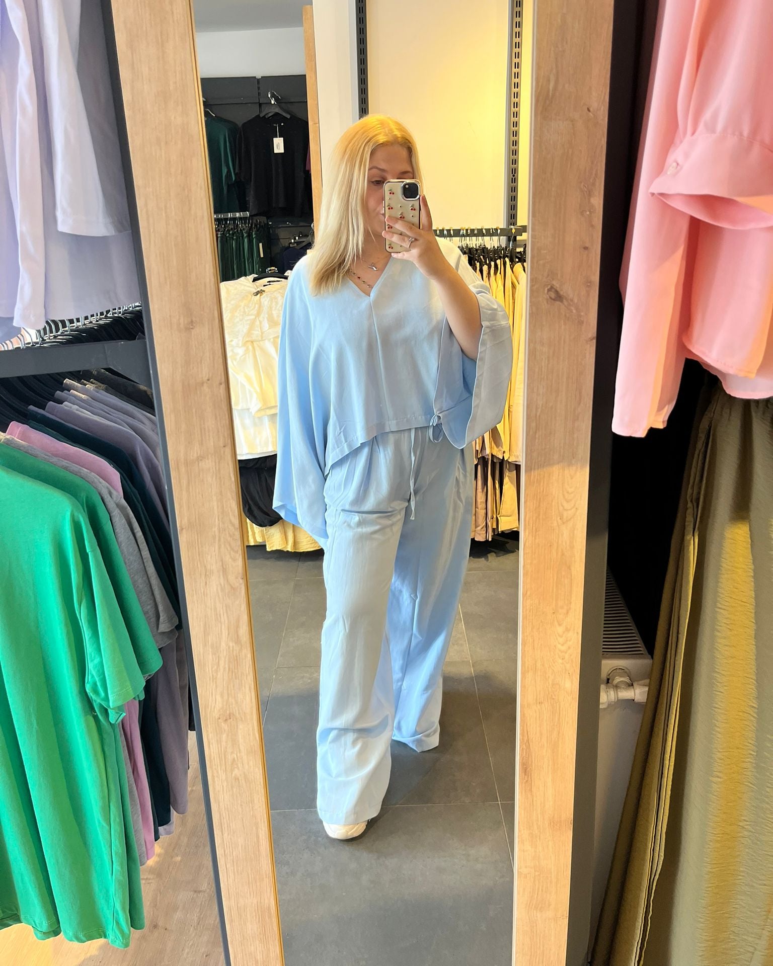 #açıkmavi #keten #takım #panço #kadınmoda #yazlıkstil #şıkkombin #trend #stil #fashion
