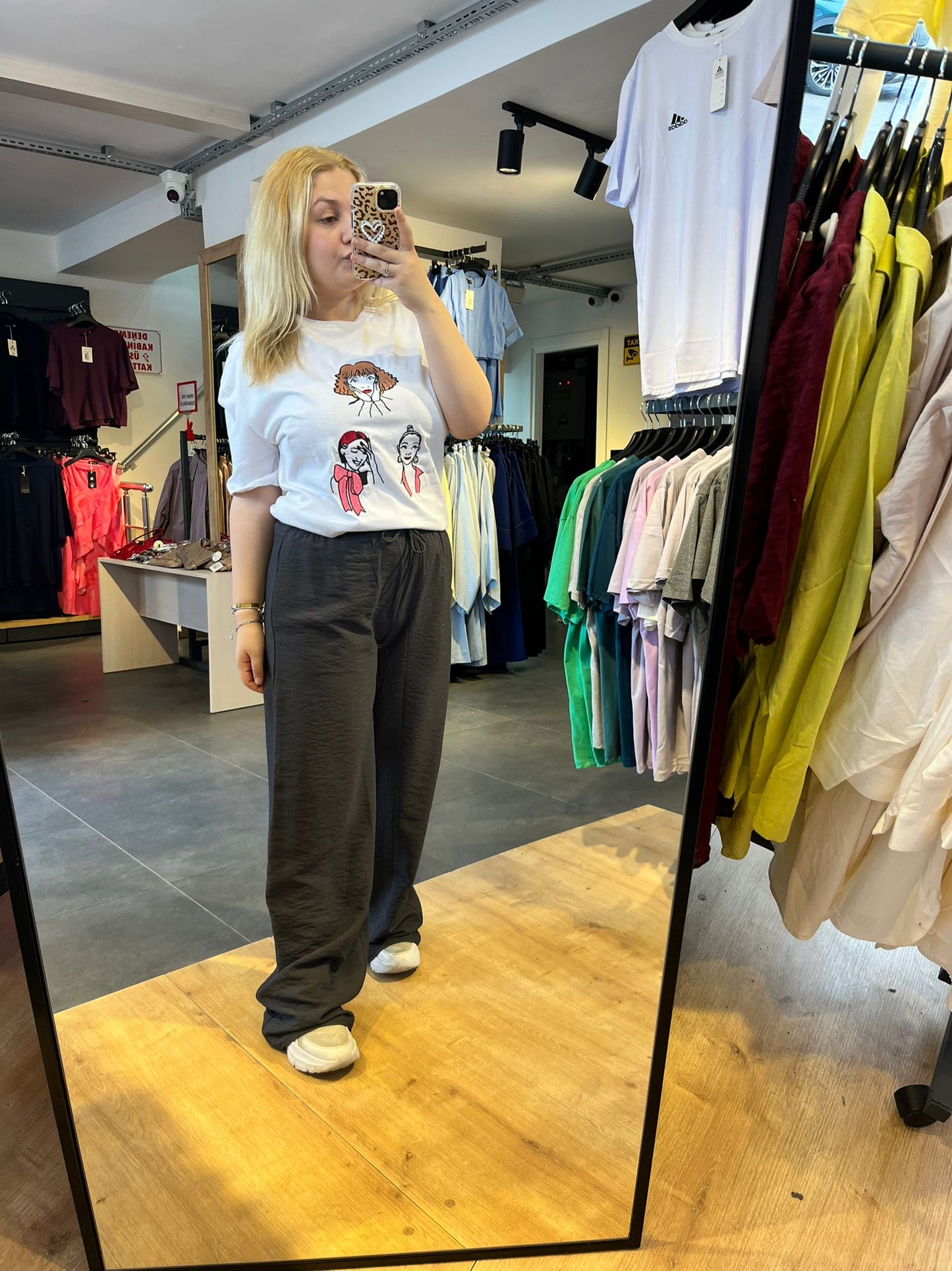 Gri Tensel Kumaş Palazzo Kadın Pantolon