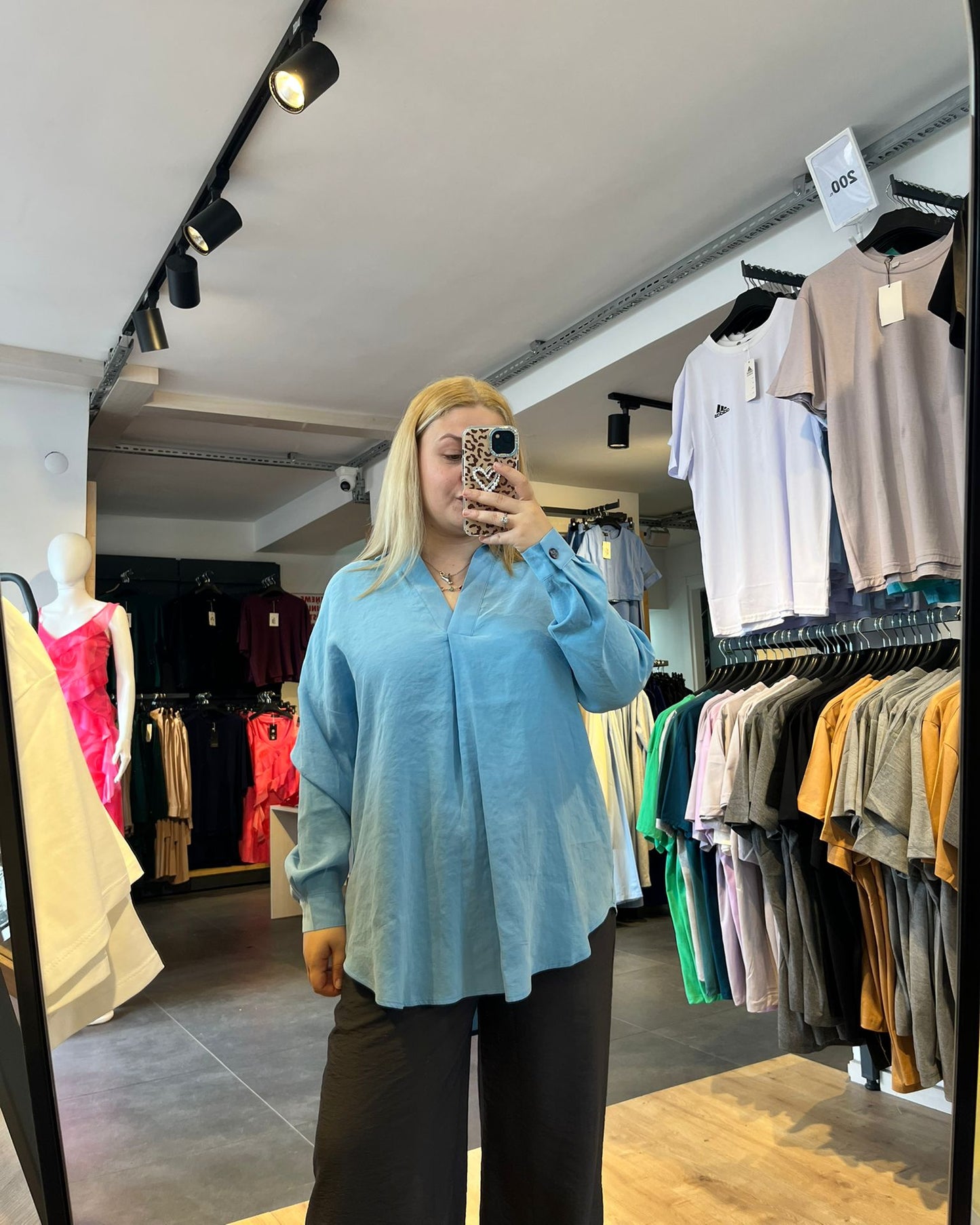 Açık Mavi Oversize Modal Tensel Kumaş Kadın