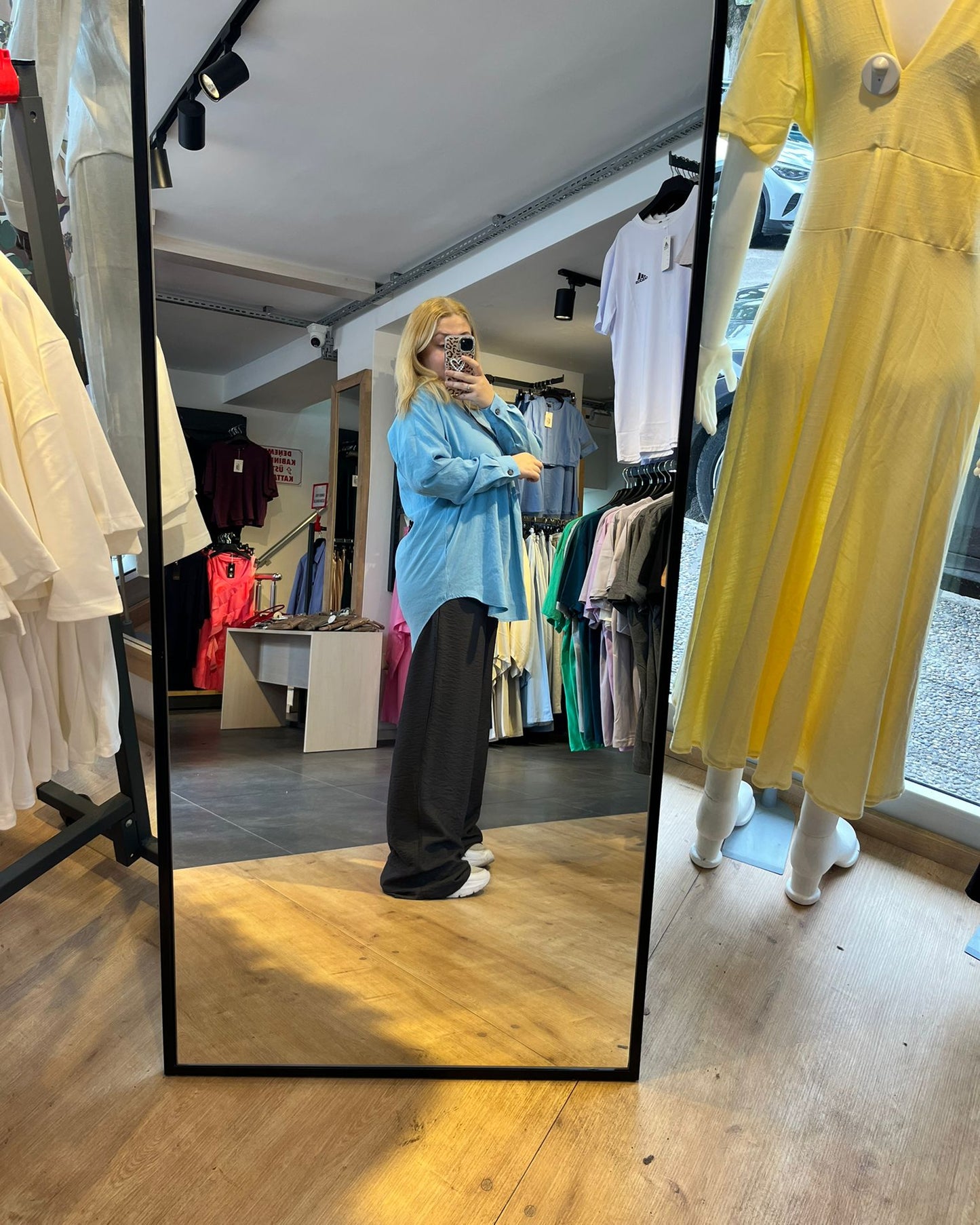Açık Mavi Oversize Modal Tensel Kumaş Kadın