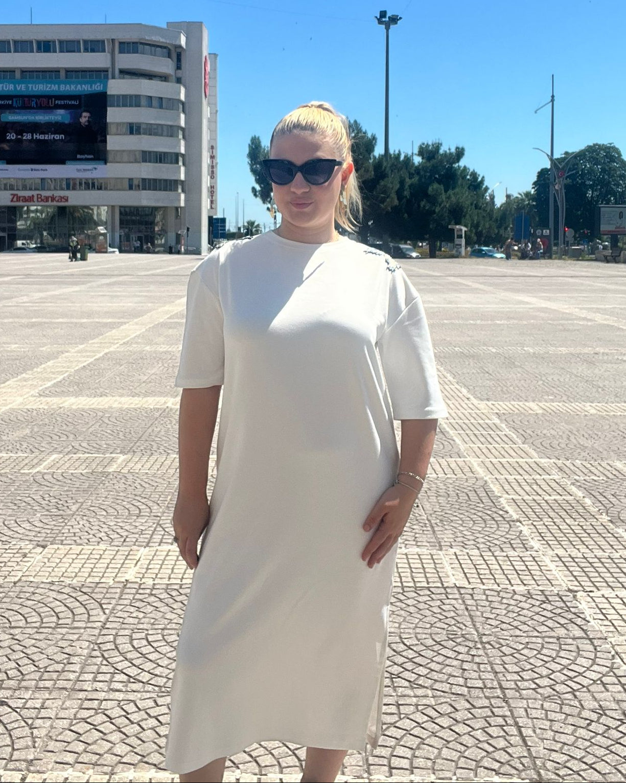 Omuz Boncuk Detaylı Salaş Penye Kadın Elbise (S-M-L-XL Beden | Rahat & Şık Tasarım)