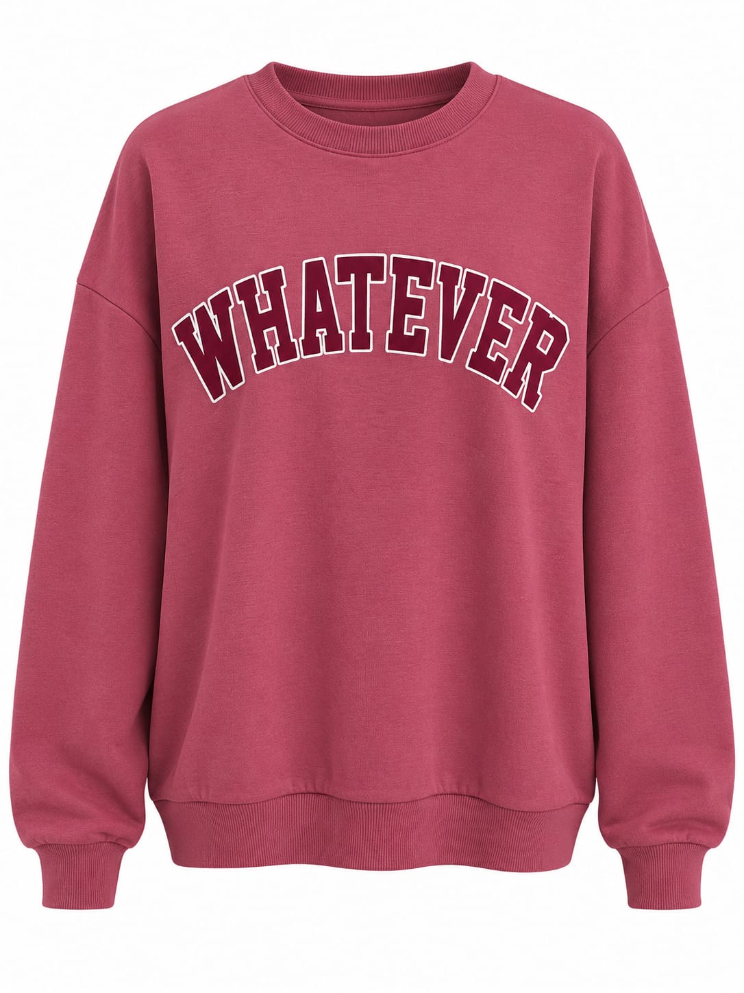 Bordo WhatEver Nakışlı Sweatshirt