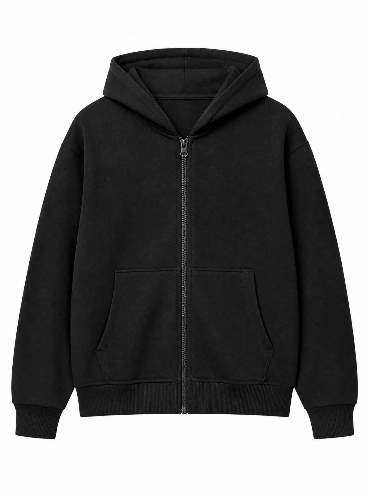 Çocuk Siyah Kapüşonlu Fermuarlı Sweatshirt