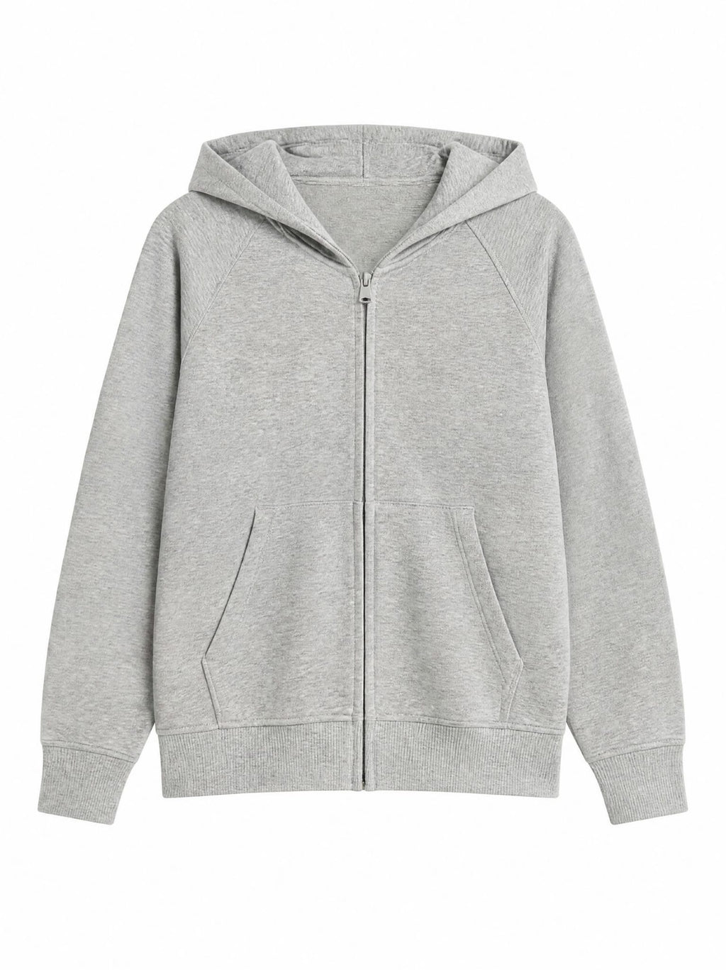 Çocuk Gri Kapüşonlu Fermuarlı Sweatshirt