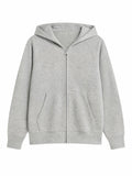 Çocuk Gri Kapüşonlu Fermuarlı Sweatshirt