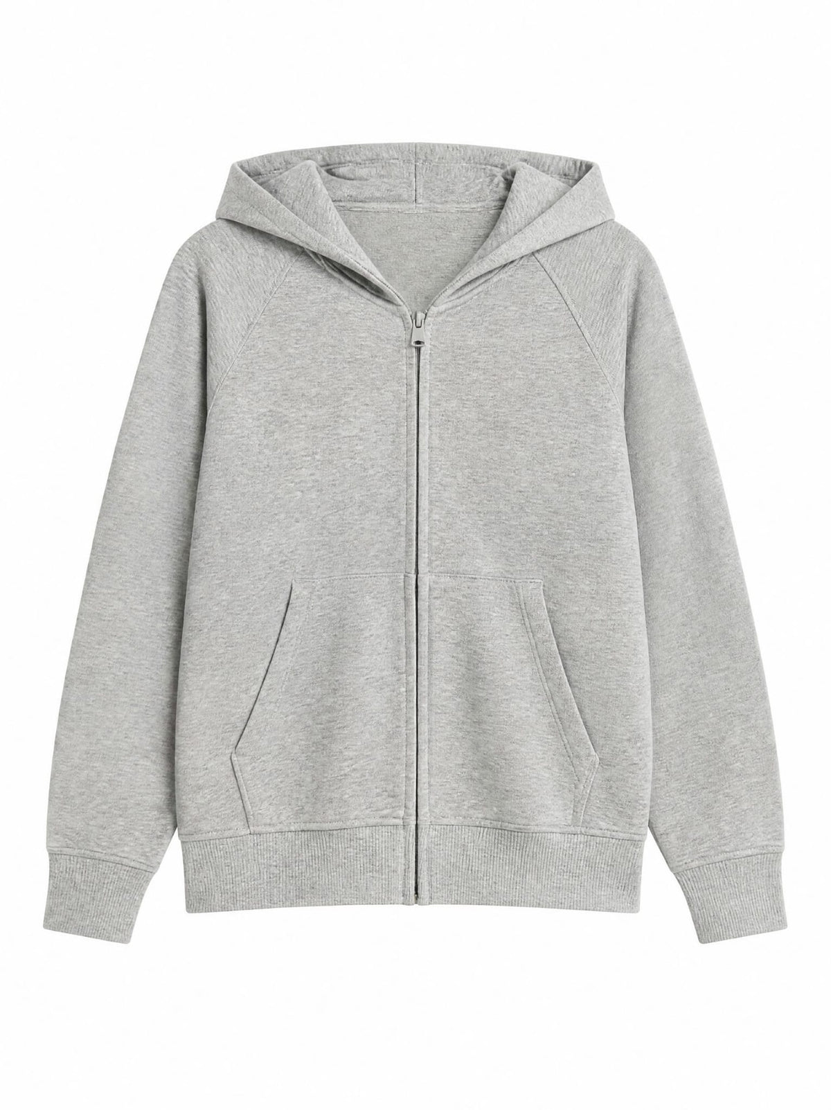Çocuk Gri Kapüşonlu Fermuarlı Sweatshirt