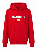Çocuk Kırmızı Alright Baskılı Kapüşonlu Sweatshirt