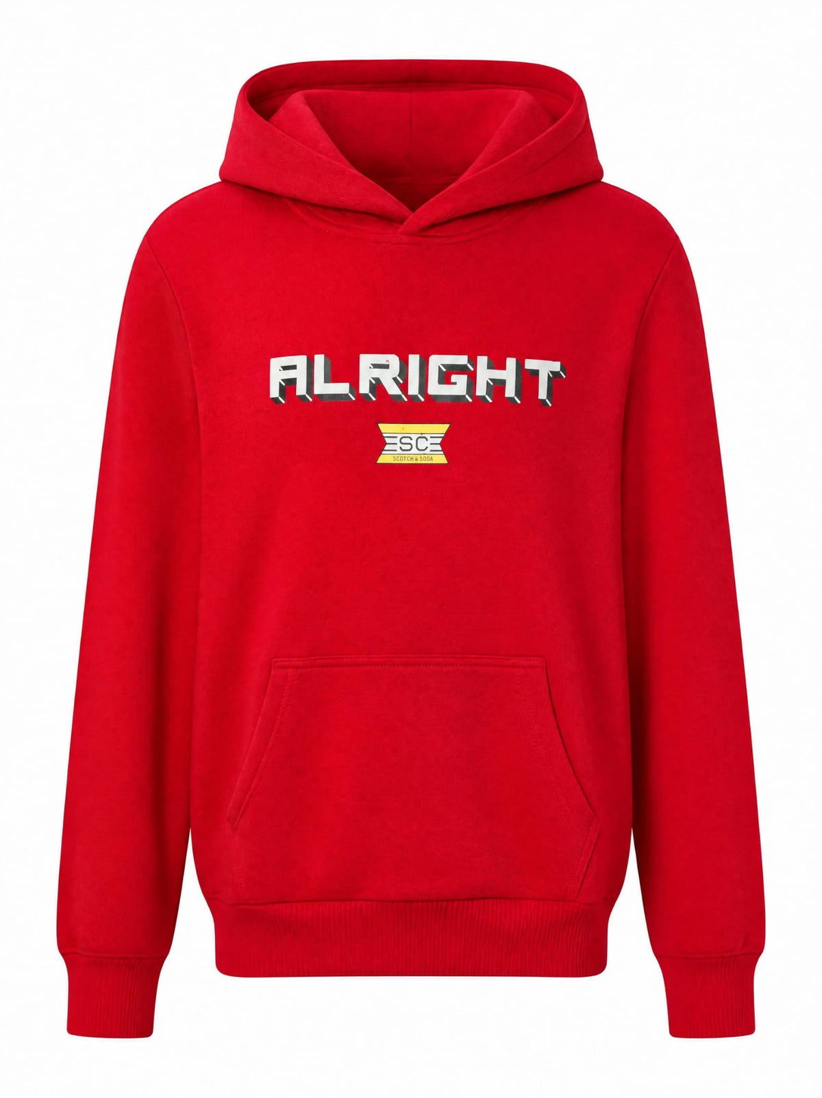 Çocuk Kırmızı Alright Baskılı Kapüşonlu Sweatshirt