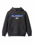 Çocuk Antrasit Alright Baskılı Kapüşonlu Sweatshirt