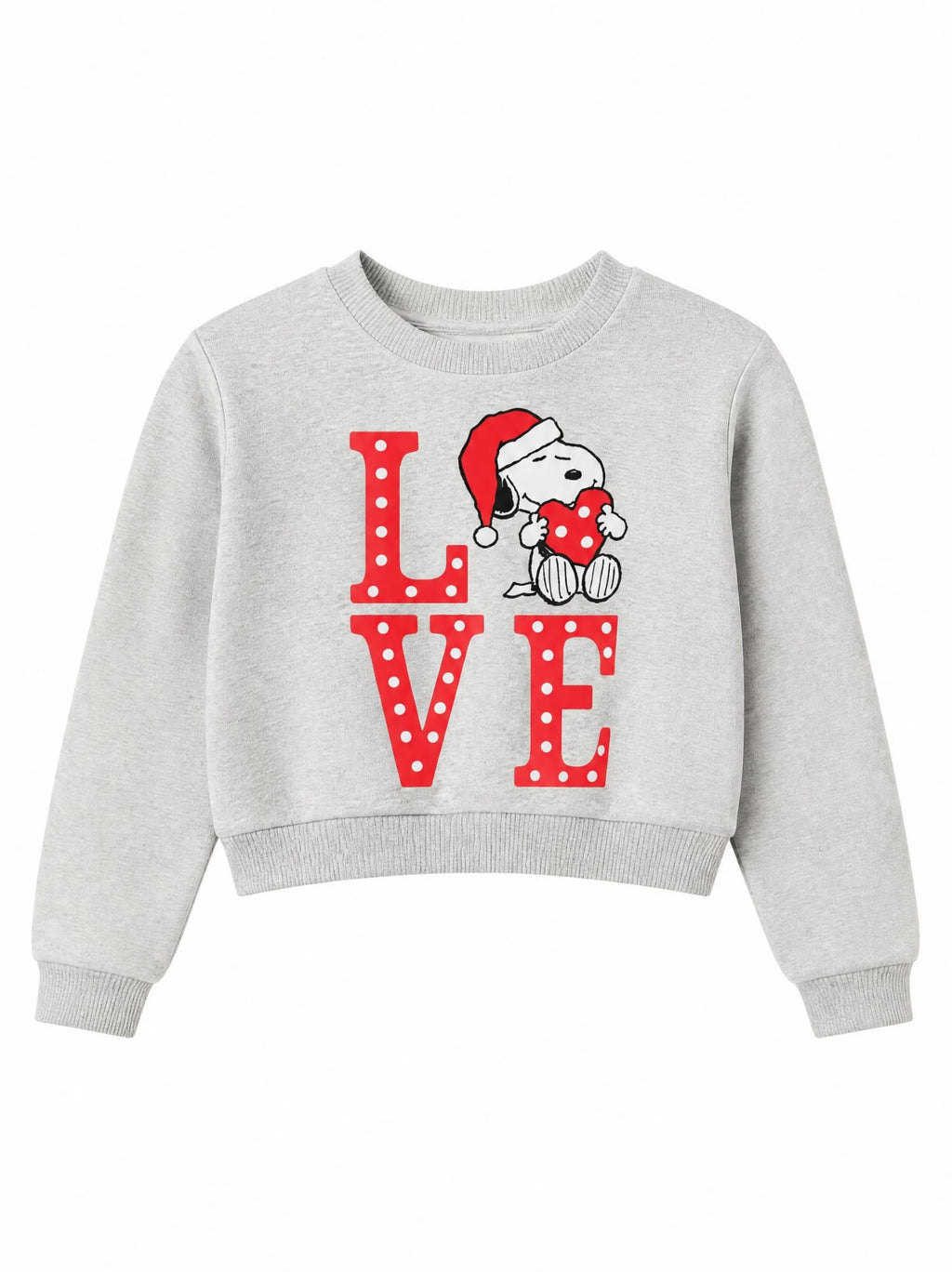 Kız Çocuk Love Snoopy Baskılı Gri Sweatshirt