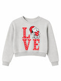 Kız Çocuk Love Snoopy Baskılı Gri Sweatshirt
