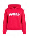 Kız Çocuk I Love Friday Baskılı Kapüşonlu Sweatshirt