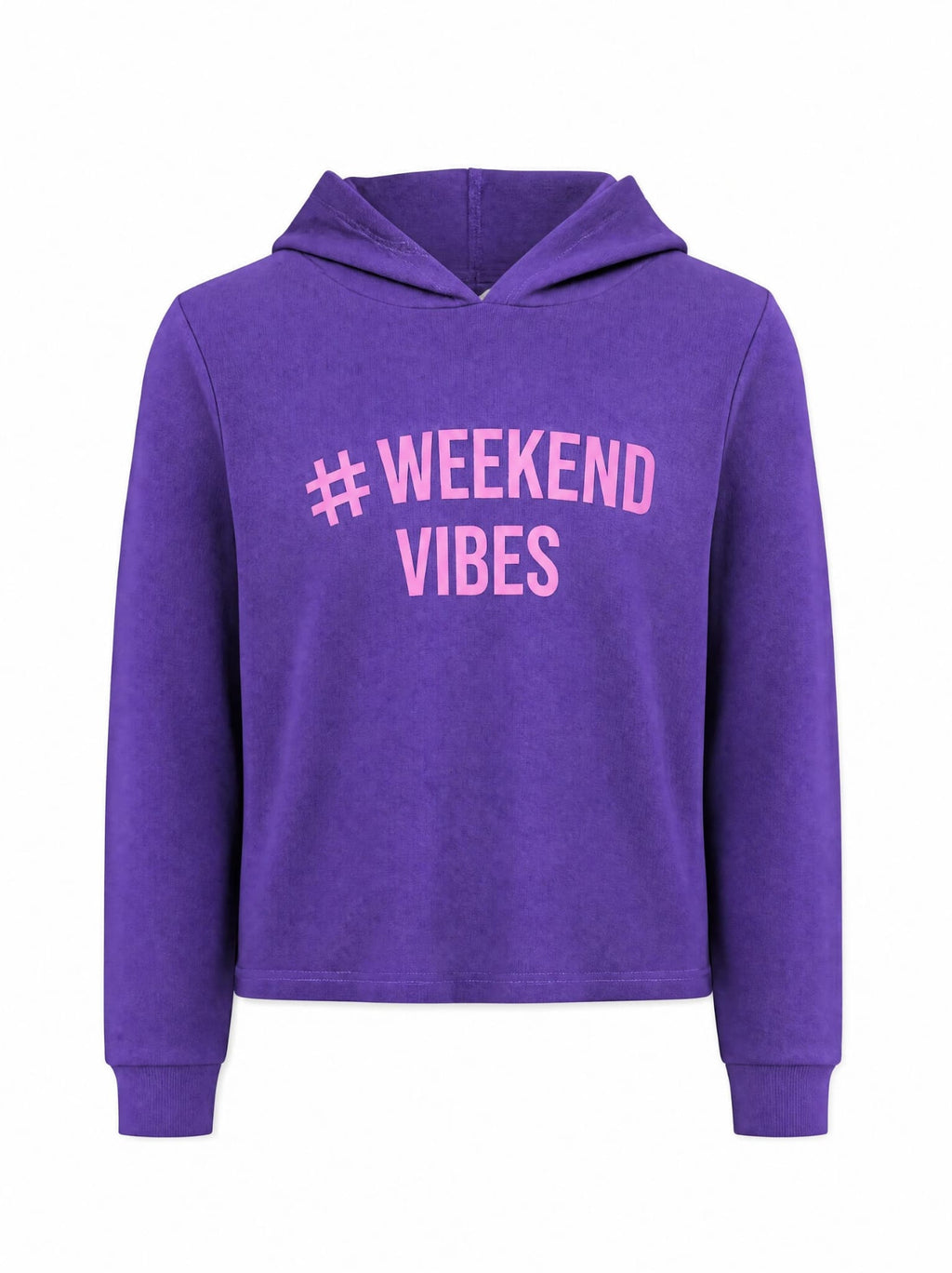 Kız Çocuk Weekend Vibes Baskılı Mor Kapüşonlu Sweatshirt