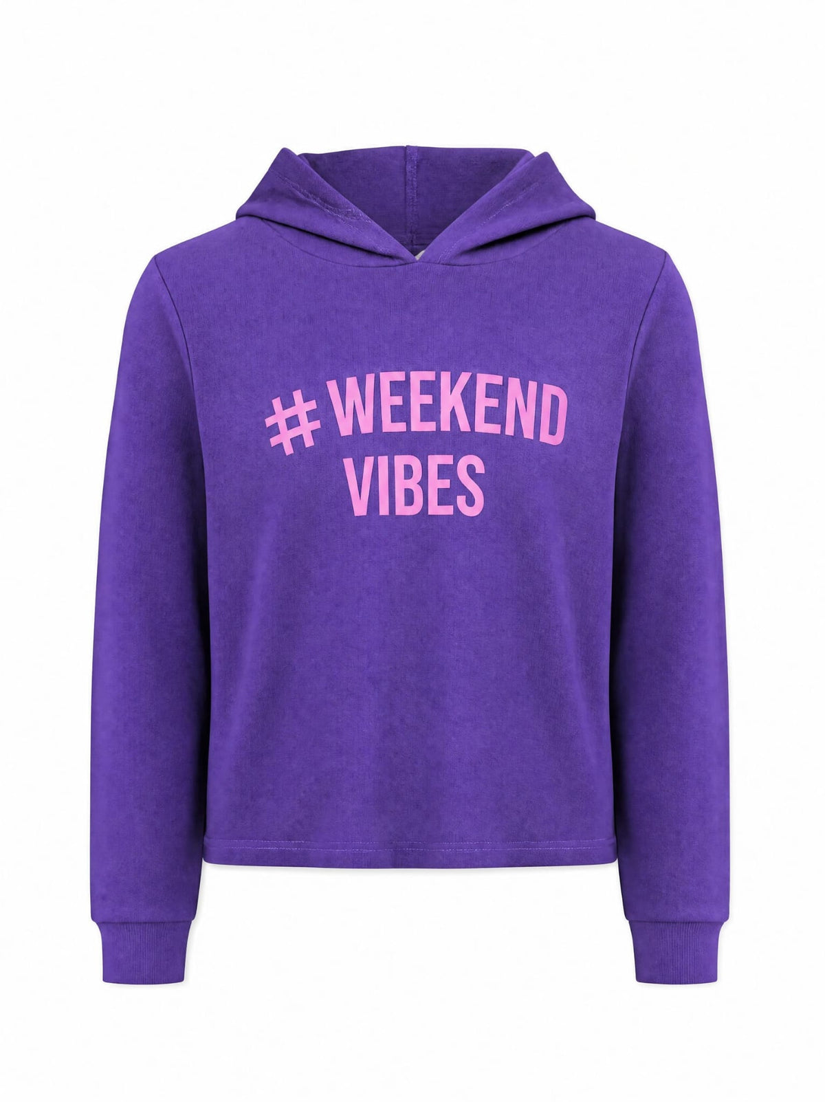Kız Çocuk Weekend Vibes Baskılı Mor Kapüşonlu Sweatshirt