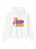 Kız Çocuk Stay Balanced Baskılı Beyaz Kapüşonlu Sweatshirt