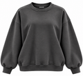 Antrasit Gri 3 İplik Şardonlu Bisiklet Yaka Kadın Sweatshirt