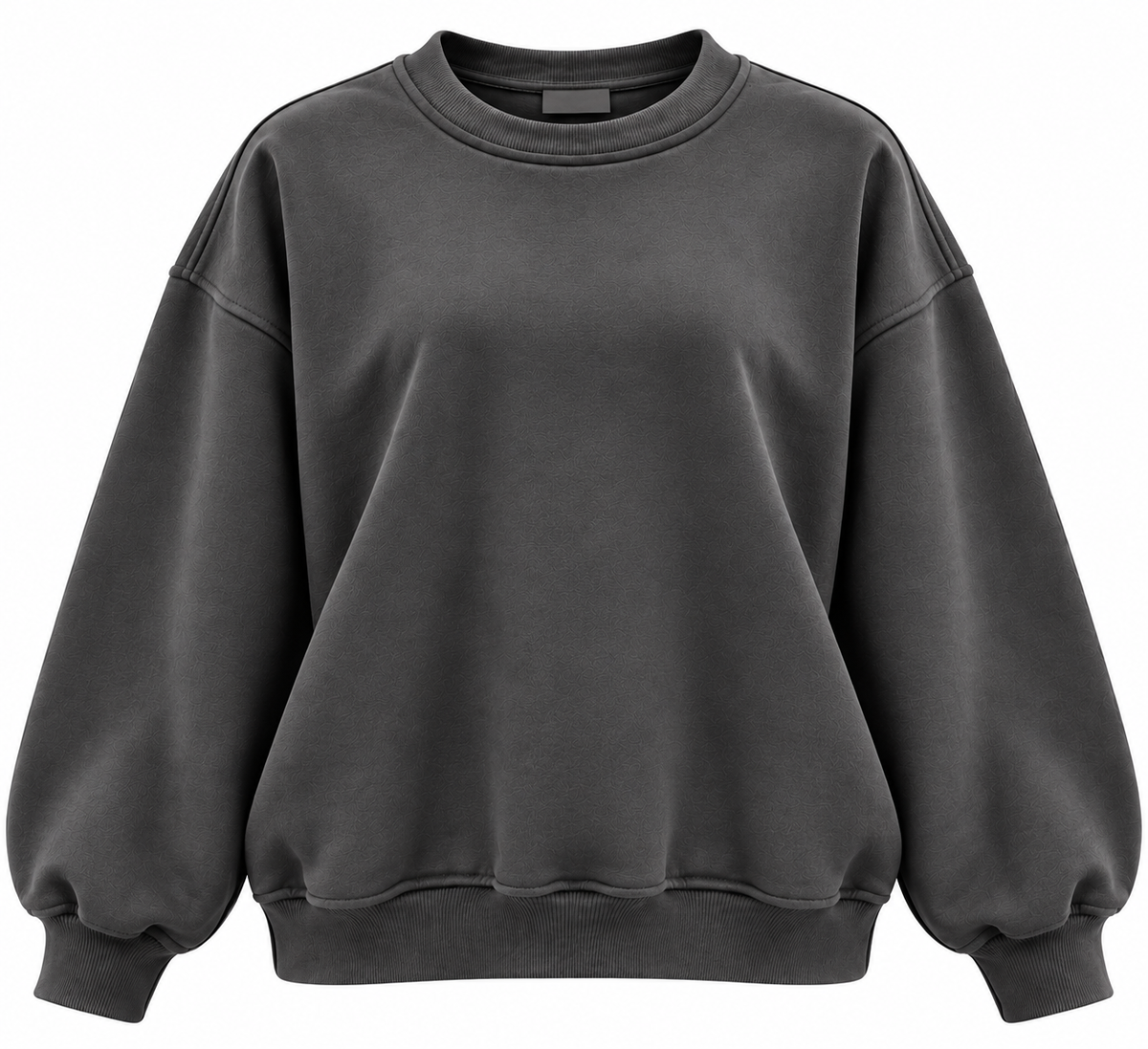 Antrasit Gri 3 İplik Şardonlu Bisiklet Yaka Kadın Sweatshirt