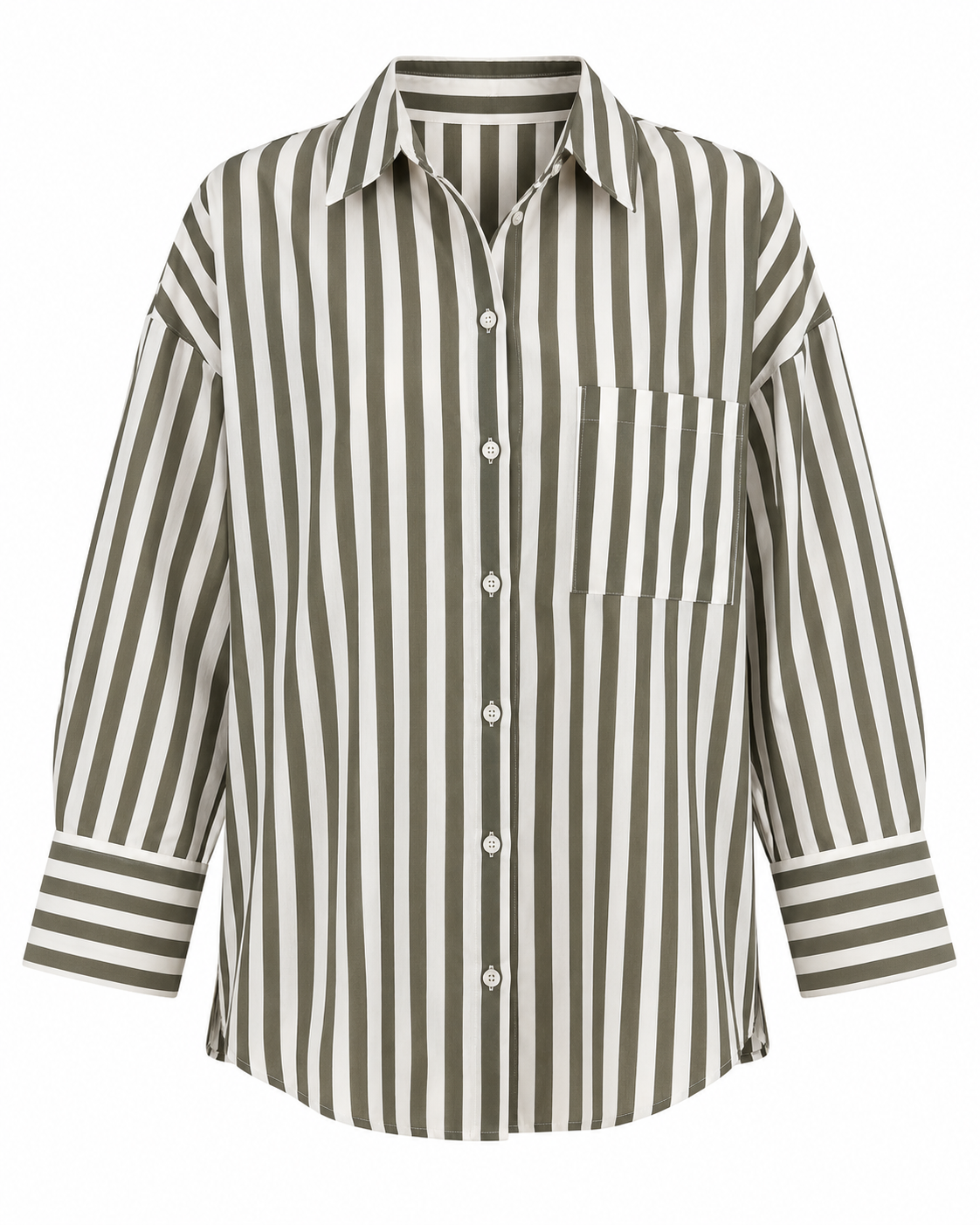 Women's Green Seasonal Shirt with Stripe Detail