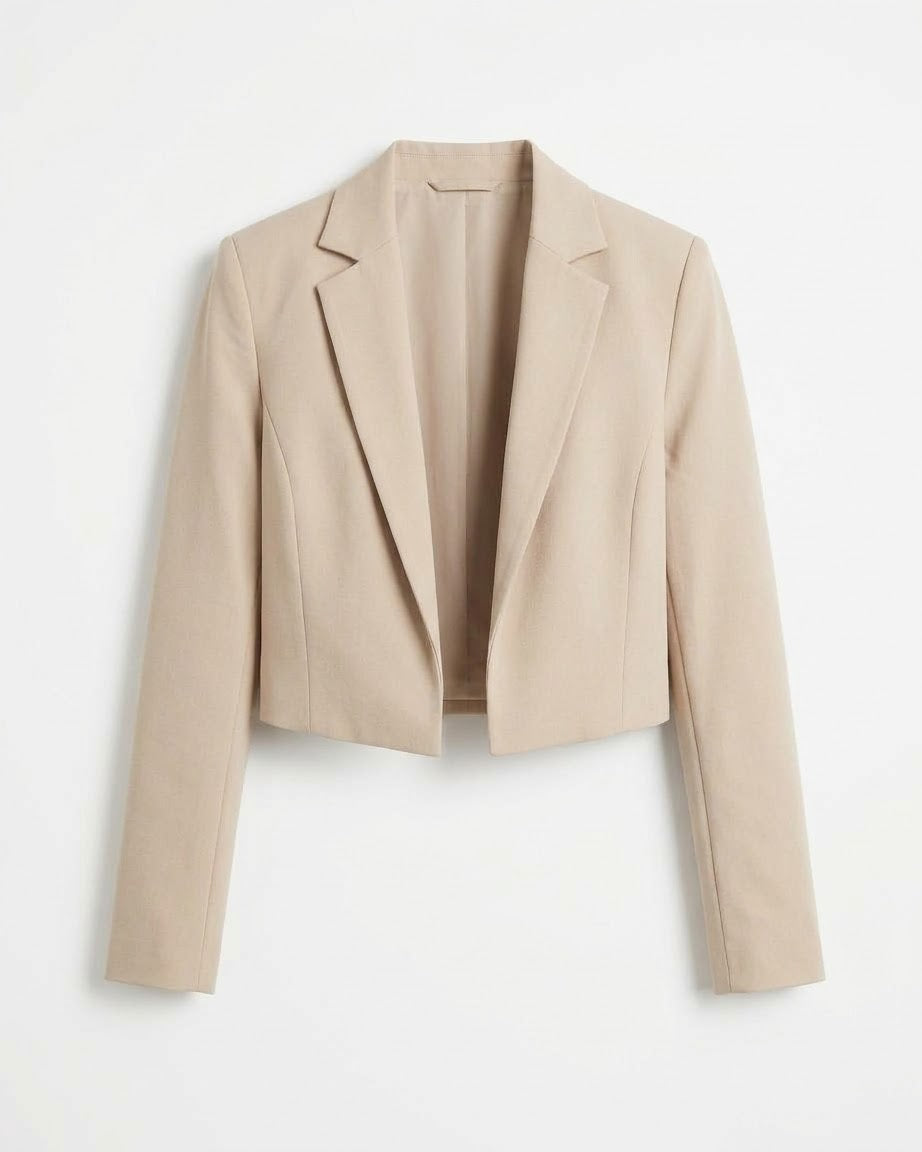 Kısa Krem Renk Blazer Ceket