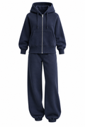 Navy Blue 3-Thread Brushed Sweatshirt Set – Women