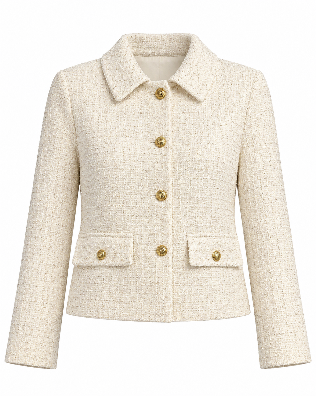 Ecru Tweed Short Blazer Jacket