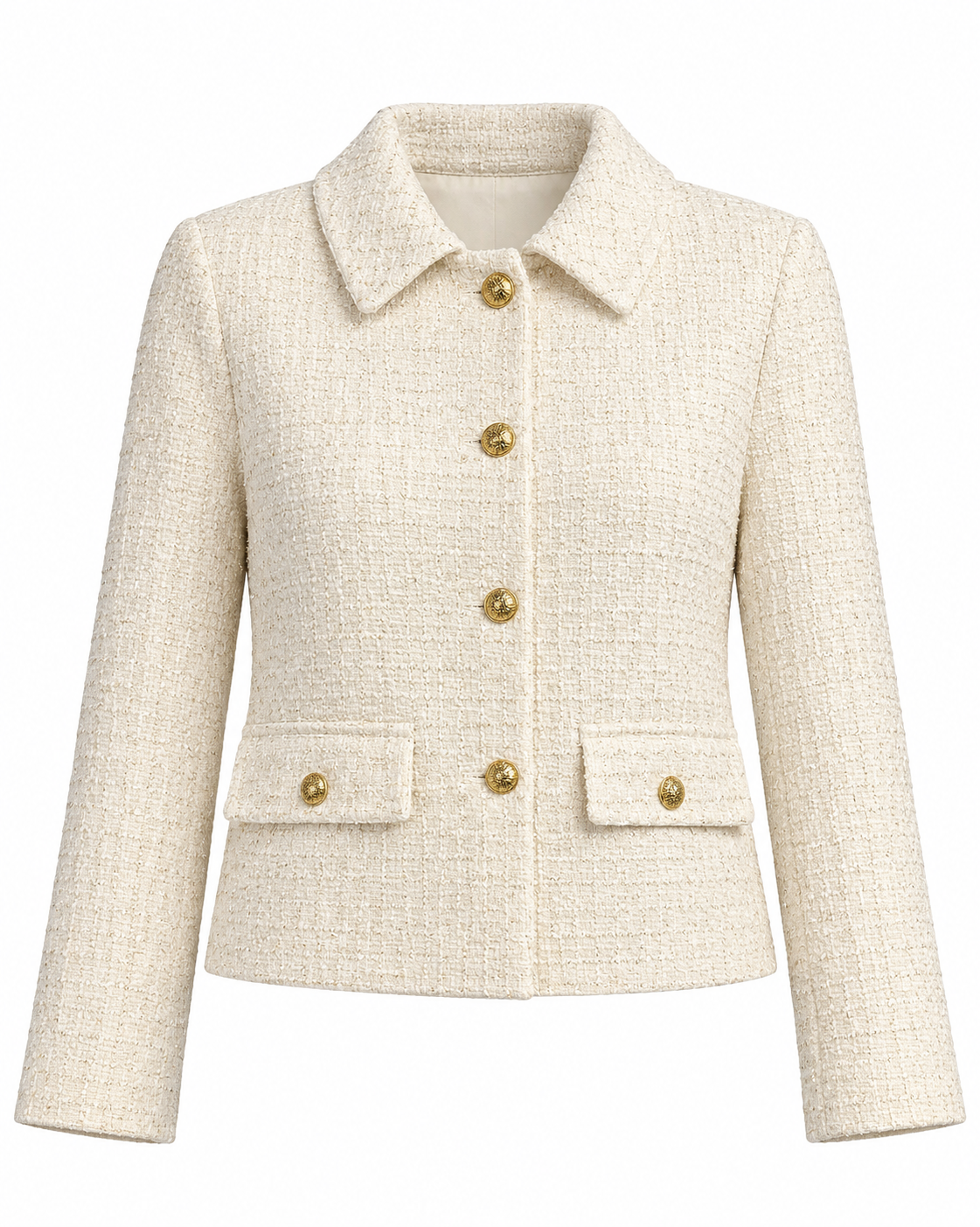 Ecru Tweed Short Blazer Jacket