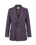 Purple Tweed Fabric Long Blazer Jacket